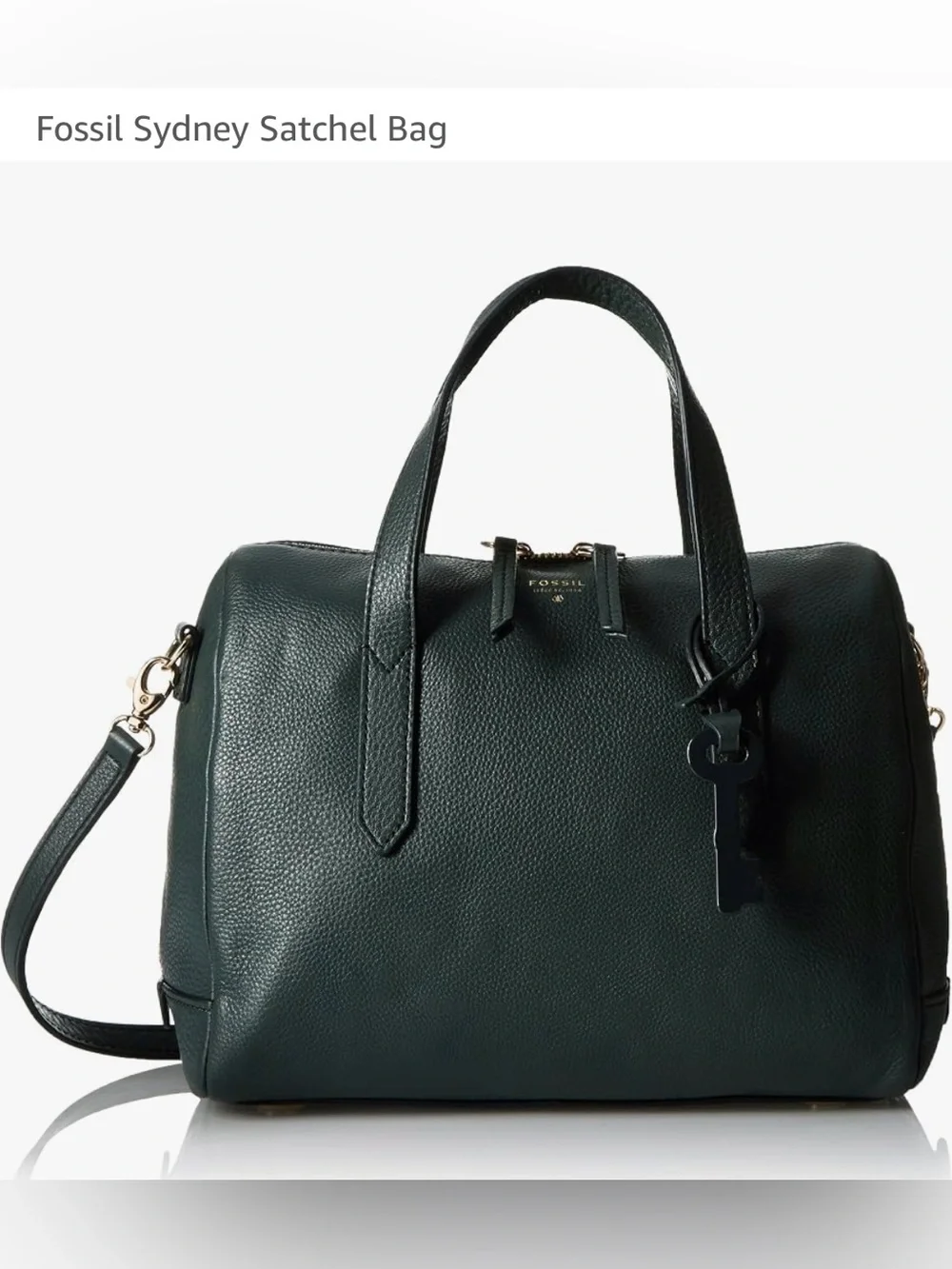 FOSSIL Sydney Satchel- Pine Green Shoulder Crossbody Handbag Keyfob